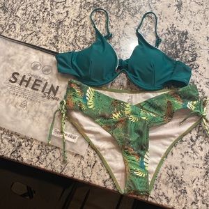 Green tropical bikini swim suit